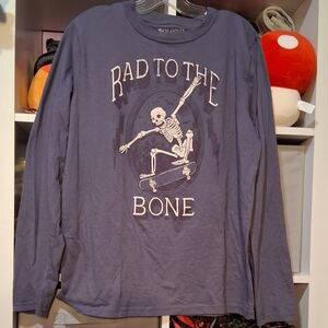 Kids Long Sleeve 'Rad to the Bone' Graphic Tee - Blue